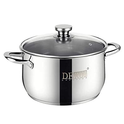 DERUI CREATION Stainless Steel Stock Pot with Lid Induction Cooking Pots Saucepans Soup Pot Casserole Pots,24CM (5L)