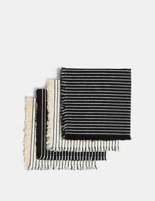 Set of 4 Pure Cotton Linear Stitch Napkins | M&S Collection | M&S