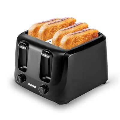 Geepas 4 Slice Bread Toaster with 6 Level Browning Control | Removable Crumb Tray, Cancel Function, Cord Storage & Cool Touch Plastic Housing | 1400W