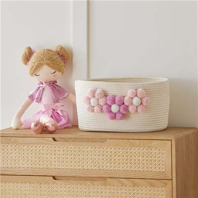 Adairs Kids - Designer Pom Pom Burst Rectangle Decorative Basket | Adairs