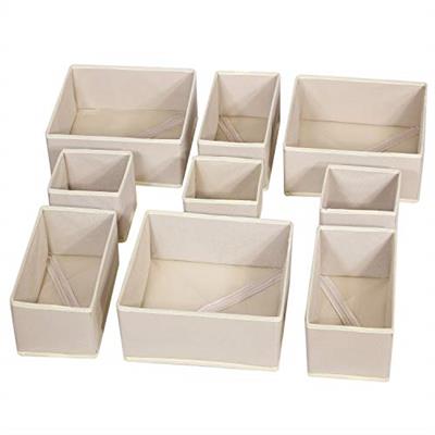 DIOMMELL 9 Pack Foldable Cloth Storage Box Closet Dresser Drawer Organizer Fabric Baskets Bins Containers Divider for Baby Clothes Underwear Bras Sock
