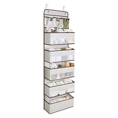 Univivi Door Hanging Organizer Nursery Closet Cabinet Baby Storage with 5 Large Pockets and 3 Small PVC Pockets for Cosmetics, Toys and Sundries (6 La
