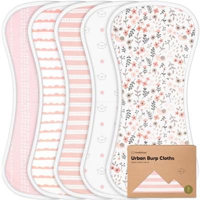 Organic Burp Cloths for Baby Boys and Girls - 5-Pack Ultra Absorbent Burping Cloth, Burp Clothes, Newborn Towel, Milk Spit Up Rags,Burpy Cloth Bib for