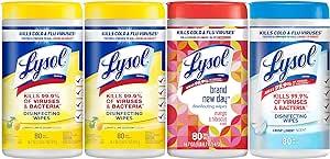 Amazon.com: Lysol Disinfectant Wipes Bundle, Multi-Surface Antibacterial Cleaning Wipes, contains x2 Lemon & Lim Blossom, Crisp Linen, Mango & Hibiscu