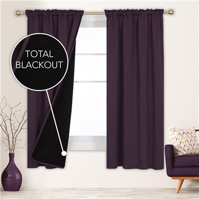Deconovo 100 Percent Blackout with Liner Rod Pocket Curtain (2 Panel)