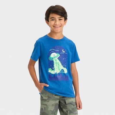 Boys Short Sleeve Alien Invasion Graphic T-shirt - Cat & Jackâ„¢ Navy Blue S : Target