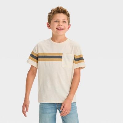 Boys Short Sleeve Horizontal Chest Striped T-shirt - Cat & Jackâ„¢ Off-white S : Target