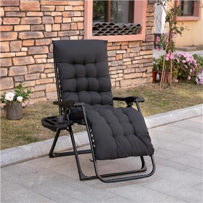 Outsunny Padded Zero Gravity Chairs, Folding Recliner Chair, Patio Lounger with Cup Holder, Adjustab