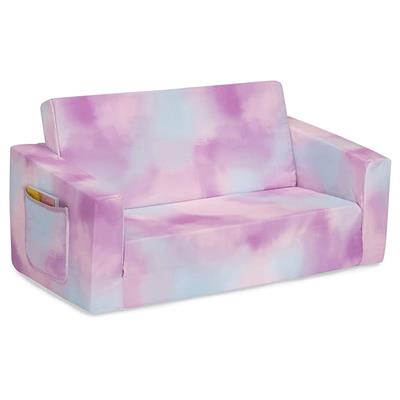 Amazon.com: Delta Children Cozee 2-in-1 Extra Wide Convertible Sofa to Lounger-Comfy Flip Open Couch/Sleeper for Kids, Pink Tie Dye, 1 Count (Pack of