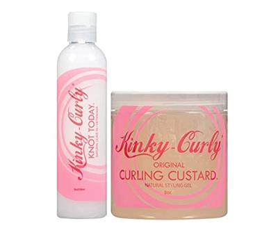 Kinky Curly Knot Today Leave In Conditioner/Detangler 8 oz + Curl Custard Gel 8 oz