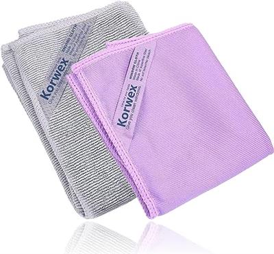 Korwex Window Cleaning Cloth (Purple) and Enviro Cloth (Grey), Basic Package Cleaning Cloth, Streaks Schatches Free. (Purple 1 Pack, Grey 1 Pack)