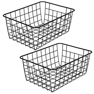 Aeggplant Kitchen Wire Baskets Farmhouse Decor Metal Food Storage Organizer, Household Refrigerator Bin with Built-in Handles for Cabinets,Pantry Set