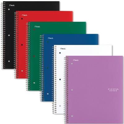 Five Star 5 Subject College Ruled Spiral Notebook (colors May Vary) : Target