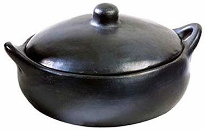 Authentic Chamba Casserole - Elegant Handmade Black Clay Cooking Pot with Cover - Perfect for Soups, Stews, Braises & More - Versatile & Durable - Sto