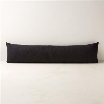 Black Boucle Lumbar Pillow with Down-Alternative Insert 48x12   Reviews | CB2