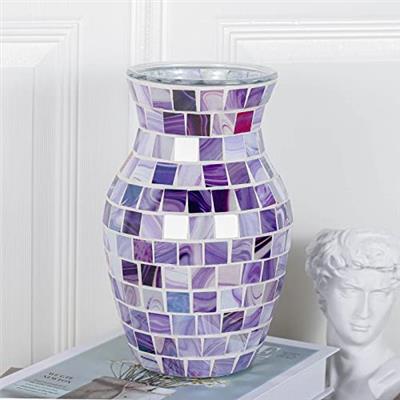 Purple Flower Vase for Decor, Lavender Vases for Flowers, Gorgeous Decorative Vases for Plant Indoor Bedroom Livingroom Bookshelves