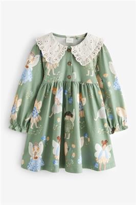 Buy Green Long Sleeve Fairy Lace Collar Dress (3mths-7yrs) from the Next UK online shop