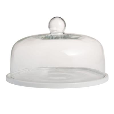 Coupe White Porcelain Cake Plate With Cloche - World Market