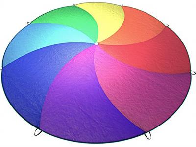 Little Dynamo Parachute Toys for Kids with 8 Handles 12ft - Gym Class Rainbow Color Parachute for Cooperative Group Play - Waterproof and Reinforced S