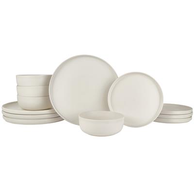 Beautiful Modern Dots Stoneware Dinnerware 12 Piece Set  Oyster White by Drew Barrymore - Walmart.com