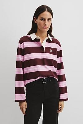 Orchid Pink Strp Australian Cotton Stripe Rugby Polo Sweat - Holiday | Country Road