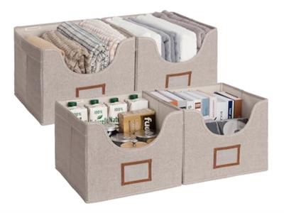 StorageWorks Closet Cube Storage Bins, Fabric Storage Cubes, Shelf Storage Baskets with Cutout Window and 2 Handles, Foldable Clothes Cube Organizer,