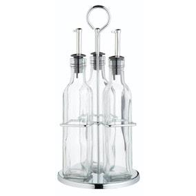 KitchenCraft World of Flavours Italian Three Bottle Oil and Vinegar Set with Stand 270ml | Dunelm