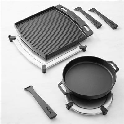 Ooni Cast Iron Skillet & Dual Sided Grizzler Cookware Set