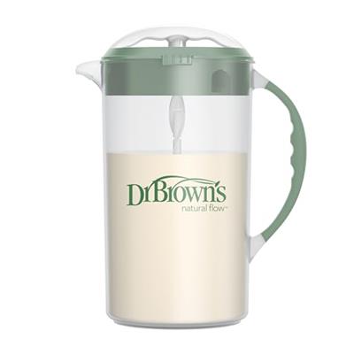 Dr. Browns Baby Formula Mixing Pitcher with Adjustable Stopper, Locking Lid, & No Drip Spout, 32oz, BPA Free, Olive