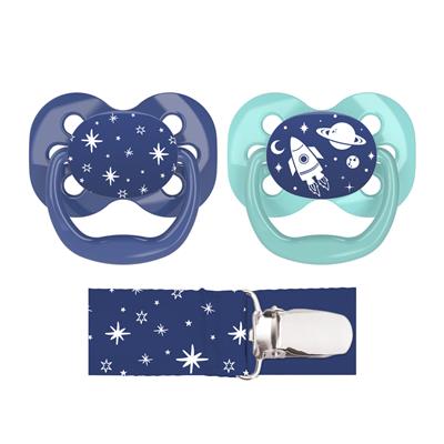 Dr. Browns Advantage Pacifier with Pacifier Clip, 0-6 Months in Blue