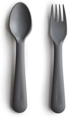 Amazon.com: mushie Flatware Fork and Spoon Set for Kids | Made in Denmark (Smoke) : Baby
