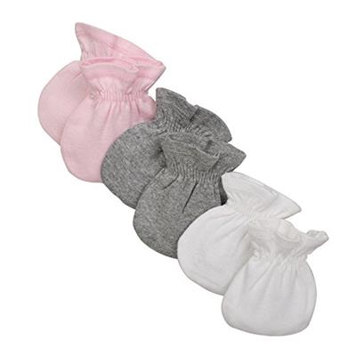 Burts Bees Baby Unisex Baby Mittens, No-scratch Mitts, 100% Organic Cotton, Set of 3 Gloves, Blossom