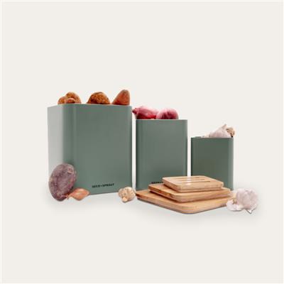 Vegetable Storage Containers in Eucalyptus Green