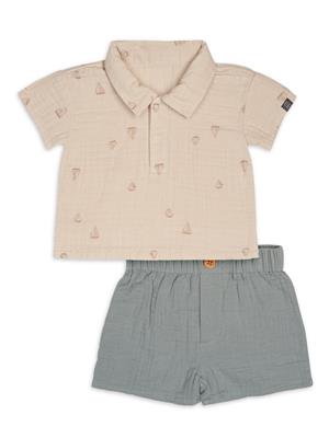 Modern Moments by Gerber Baby Boy Short Sleeve Top and Short Outfit Set, Sizes 0/3 Months - 24 Months - Walmart.com