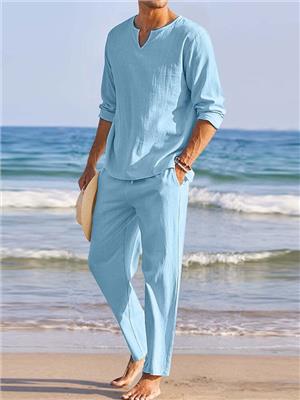 Cotton & Linen Shirt Set - Loose Fit, Moisture Wicking, Office & Vacation Ready – COOFANDY