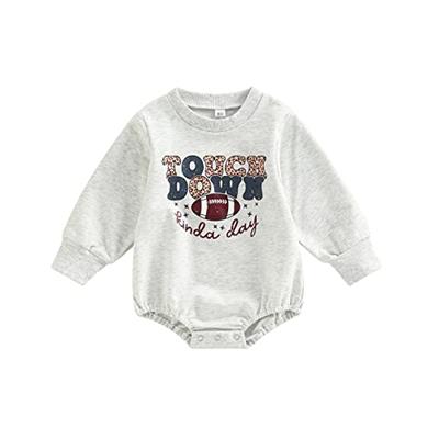 Kuriozud Newborn Baby Boy Girl Football Outfit Funny Letter Touchdown kinda day Sweatshirt Romper Long Sleeve Shirt Tops Fall Winter Clothes (Touchdow