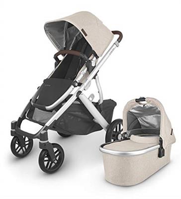 UPPAbaby Vista V2 Stroller Convertible Single-To-Double System Bassinet, Toddler Seat, Bug Shield, Rain Shield, and Storage Bag Included Declan (Oat M
