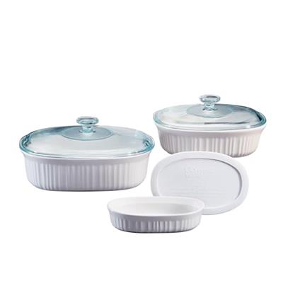 CorningWare Ceramic Bakeware Set with Lids, Chip and Crack Resistant Stoneware Baking Dish, Microwave, Dishwasher, Oven, Freezer and Fridge Safe, 6-Pi