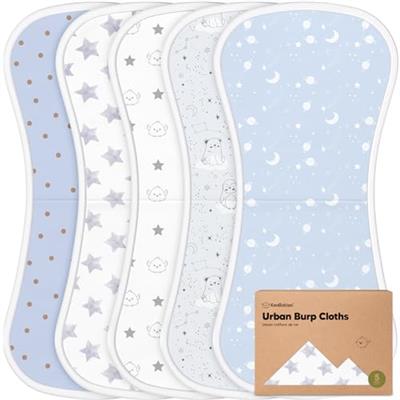 Organic Burp Cloths for Baby Boys and Girls -5-Pack Ultra Absorbent Burping Cloth, B urp Clothes,Newborn Towel, Milk Spit Up Rags, Burpy Cloth Bib for