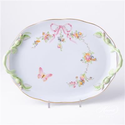 Cake Plate w. Handles - Eden Pink - Herend Experts