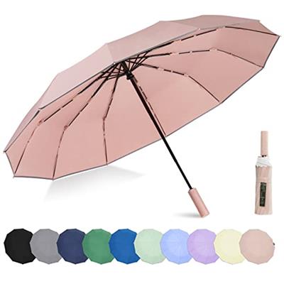 BAODINI Windproof Compact Rain Umbrella for Travel 42/46 Inch Premium Fabric Auto Open Perfect for Purse and Backpack Portable Umbrella for Women and