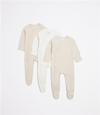 3 Pack Baby Organic Cotton Zip Coverall
