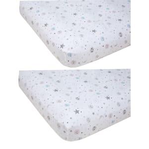 2 Pack Flannelette Cotton Fitted Cot Sheets - Galaxy - Kmart