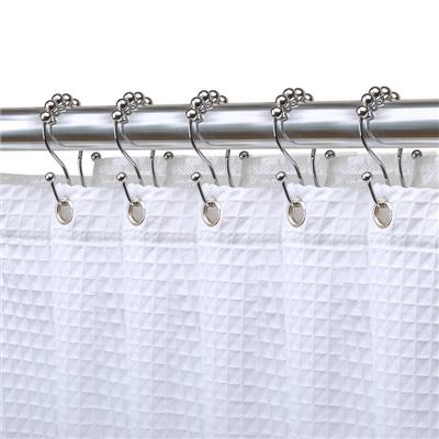 Utopia Alley Double Roller Ball Stainless Steel Shower Curtain Hooks Rings, Set of 12