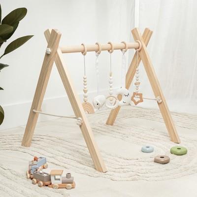 Wooden Baby Play Gym Set, Interactive Activity Center Hanging Bar With Gym Toys By Comfy Cubs : Target