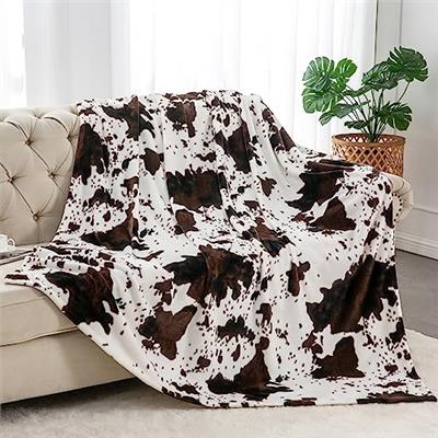 BEDELITE Cow Print Throw Blanket Twin Size for Couch & Bed, 300GSM Cute Plush Cozy Fuzzy Blanket 60x80 inches, Super Soft Warm Spring Throw Blanket fo