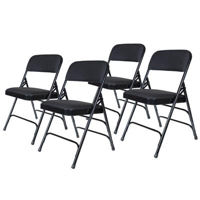 HAMPDEN FURNISHINGS Bernadine Fabric Triple Brace Folding Dining Chair, Black (Pack of 4) HMD2300BK - The Home Depot