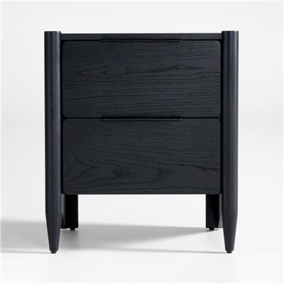 Casa Black Finish Oak Wood Nightstand with Drawers + Reviews | Crate & Barrel Canada