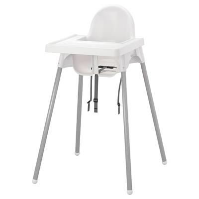ANTILOP high chair with tray, white/silver color - IKEA