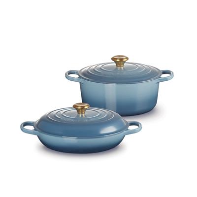 ***IN CASE PINK SET IS SOLD OUT*** Round Dutch Oven and Braiser Set | Le Creusetm -  Chambray